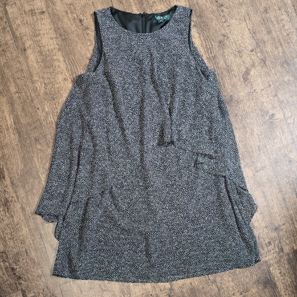 LAUREN Ralph Lauren‎ Polka Dot Dress in Black and White layered 10P
